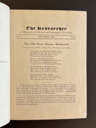 The Researcher: A Magazine of History and Genealogical Exchange (Vol. 1, Nos. 1-4; 1926-1927)