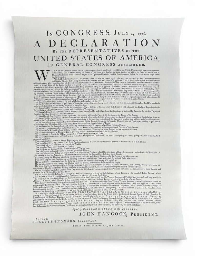 Item #11110 [Declaration of Independence] A Declaration by the Representatives of the United States, in General Congress Assembled. . Revolution, Tryst Press.