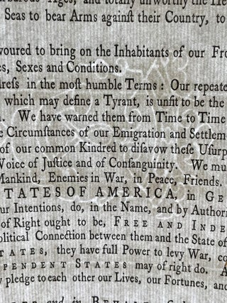 [Declaration of Independence] A Declaration by the Representatives of the United States, in General Congress Assembled. . .
