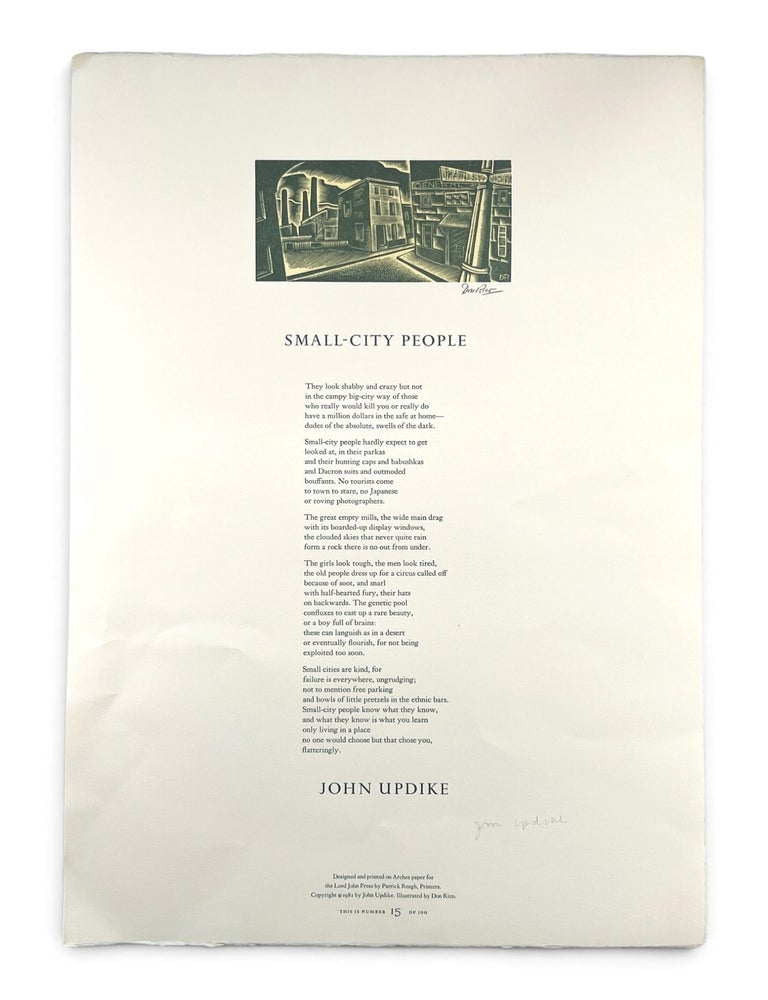 Item #11528 [Broadside] Small-City People. John | Updike, Don Rico.