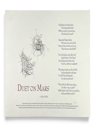 Item #11532 [Broadside] Duet on Mars. Archetype Press, John | Updike, Gerald Lange
