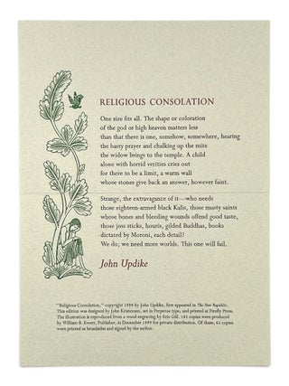 Item #11533 [Greeting Card] Religious Consolation. John | Updike, Eric Gill