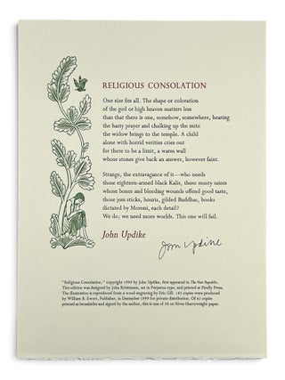 Item #11534 [Broadside] Religious Consolation. John | Updike, Eric Gill