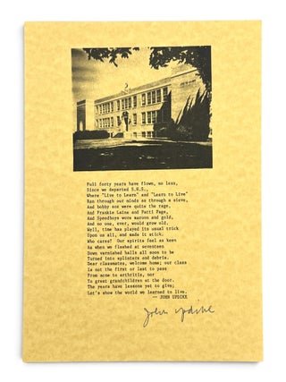 Item #11537 [caption title] Full forty years have flown, no less. John Updike