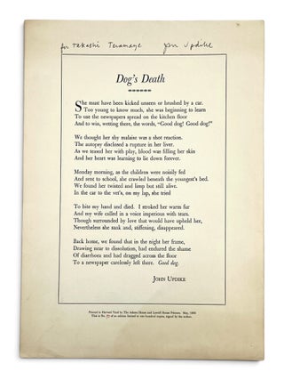 Item #11538 [Broadside] Dog's Death. John Updike