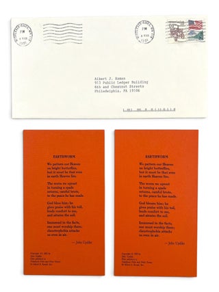 Item #11539 [Postcard] Earthworm [First and Corrected Printing]. John Updike