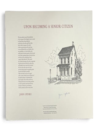 Item #11550 [Broadside] Upon Becoming a Senior Citizen. John | Updike, Robert Bainbridge