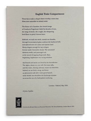 Item #11554 [Broadside] English Train Compartment. John Updike