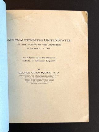 Aeronautics in the United States at the Signing of the Armistice, November 11, 1918
