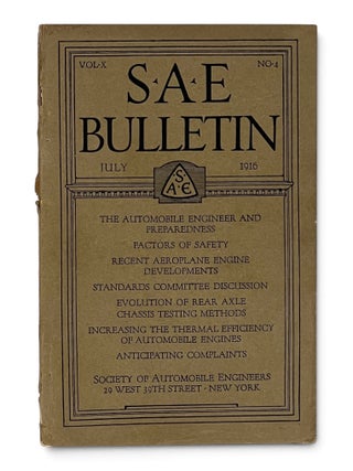 Item #11593 S. A. E. Bulletin, July 1916 (Vol. X, No. 4). Aviation, Neil MacCoull