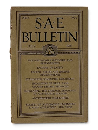 Item #11593 S. A. E. Bulletin, July 1916 (Vol. X, No. 4). Aviation, Neil MacCoull
