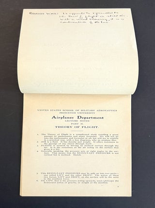 Airplane Department, Lecture Notes. Part I. Nomenclature [and] Part II. Theory of Flight
