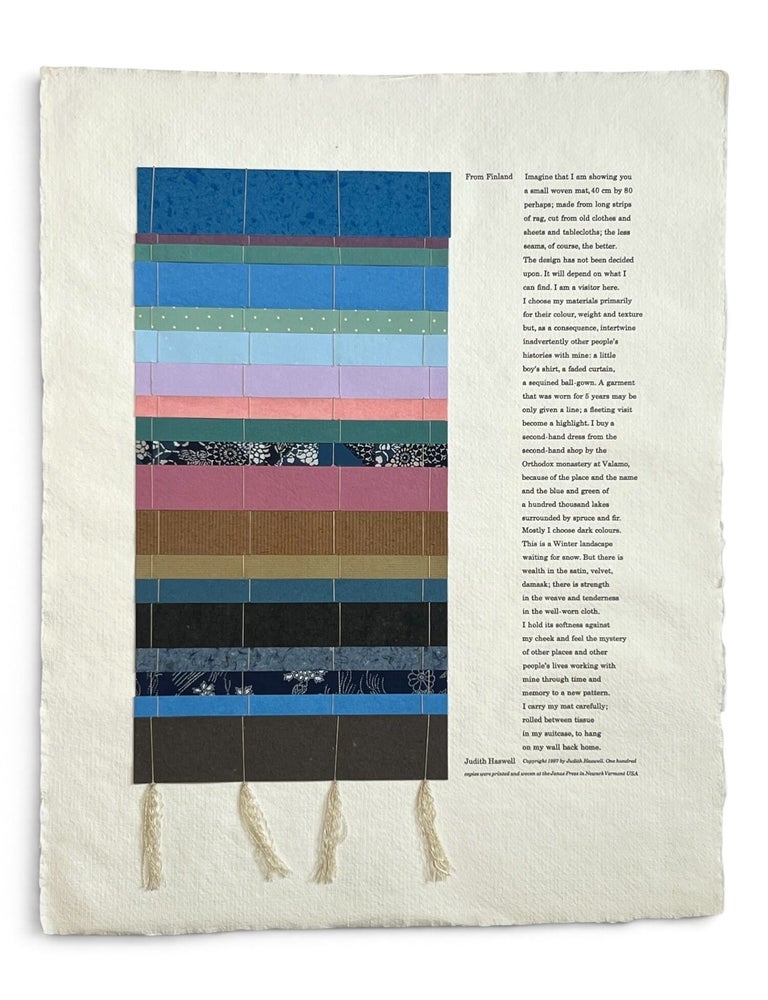 Item #11641 [Broadside] From Finland. Janus Press, Judith Haswell.
