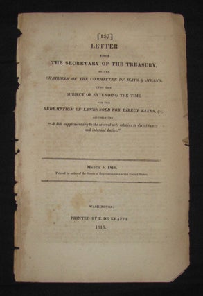 Item #3063 LETTER FROM THE SECRETARY OF THE TREASURY, TO THE CHAIRMAN OF THE COMMITTEE OF WAYS &...