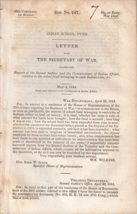 Item #4356 drop-title | INDIAN SCHOOL FUND. Letter from the Secretary of War, transmitting...
