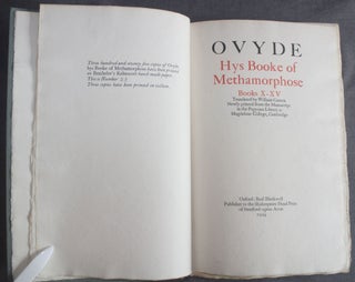 [Shakespeare Head Press, Metamorphoses] OVYDE: HYS BOOKS OF METHAMORPHOSE, BOOKS X-XV