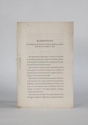 Item #6307 [Virginia Convention of 1861. Civil War. Secession. Reading Copy | Cover Title]...