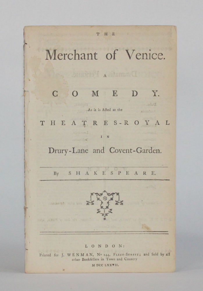 Item #6459 THE MERCHANT OF VENICE. A COMEDY. As it is Acted at the Theatre-Royal in Drury-Lane and Covent-Garden [bound with and possibly issued with] THE DEVIL TO PAY; OR, THE WIVES METAMORPHOS'D. William Charles Coffey Shakespeare, and.