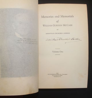 MEMORIES AND MEMORIALS OF WILLIAM GORDON McCABE (2 Volumes, Complete)
