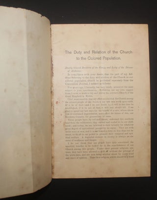 [Cover Title] THE DUTY AND RELATION OF THE CHURCH TO THE COLORED POPULATION OF THE UNITED STATES. A Part of the Annual Address of the Bishop to the Convention of the Diocese of Alabama