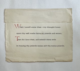 Item #7538 [Grabhorn Press. Roxburghe and Zamorano Clubs. Broadside] "WHEN I WOULD KNOW THEE . ....