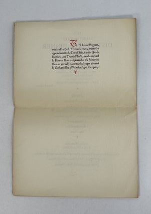 [Menu/Program] GOUDY 74. 1939 MARCH EIGHTH DISTAFF SIDE DINNER TO FRED W. GOUDY AT 74