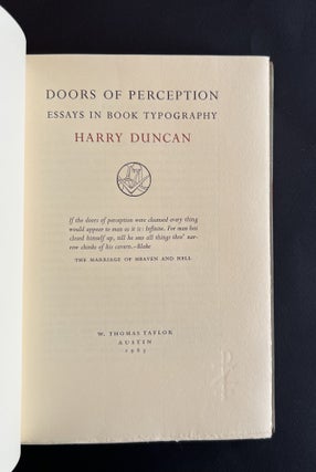 DOORS OF PERCEPTION: ESSAYS IN BOOK TYPOGRAPHY