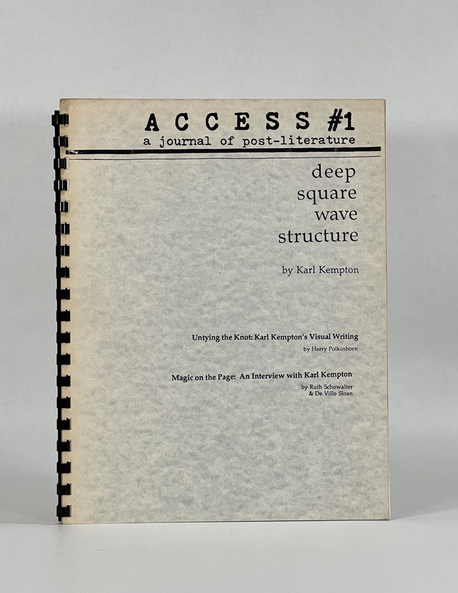 DEEP SQUARE WAVE STRUCTURE: Access #1: A Journal of Post-Literature ...