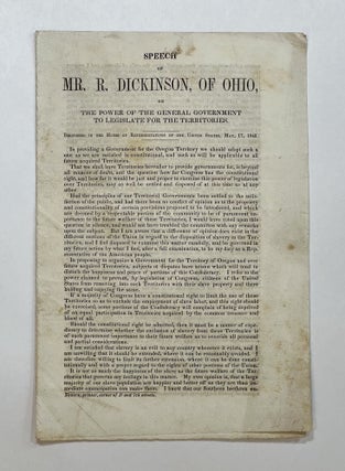 Item #8450 [Drop Title] SPEECH OF MR. R. DICKINSON, OF OHIO, ON THE POWER OF THE GENERAL...