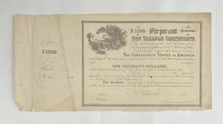 Item #8456 [Confederate Bond] $1000, SIX PER CENT, NON TAXABLE CERTIFICATE