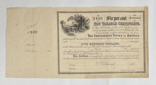 Item #8457 [Confederate Bond] $500, SIX PER CENT, NON TAXABLE CERTIFICATE