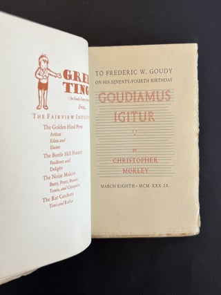 Goudy Gaudeamus: In Celebration of the Dinner Given Frederic W. Goudy on his 74th Birthday, March Eighth, 1939