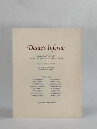 Item #8739 DANTE'S INFERNO: TRANSLATIONS BY TWENTY CONTEMPORARY POETS (Prospectus). Dante Alighieri