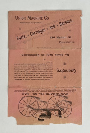 Item #8785 [Advertisement] Union Machine Co., Manufacturers and Jobbers in Carts, Carriages and...