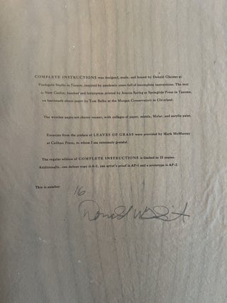 Complete Instructions: Excerpted from the Preface of Leaves of Grass, 1855 Edition
