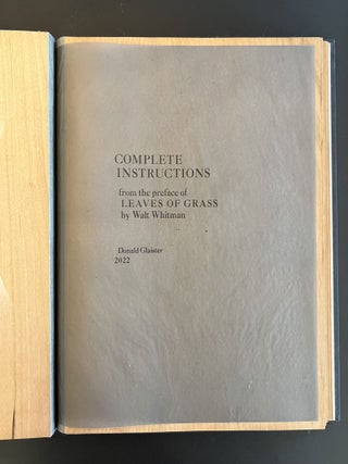 Complete Instructions: Excerpted from the Preface of Leaves of Grass, 1855 Edition