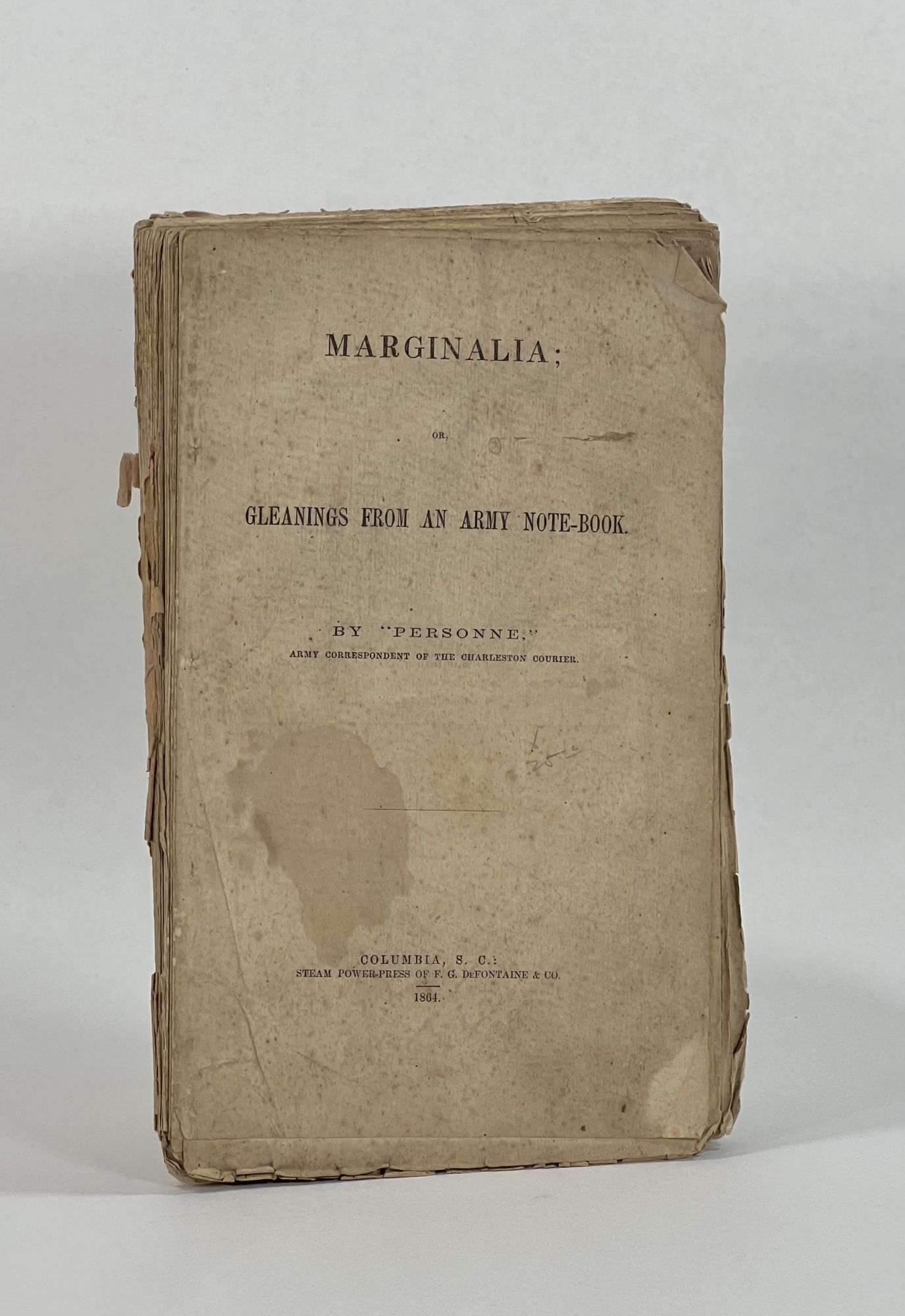 Confederate Imprint Marginalia; or, Gleanings from an Army Note-Book ...